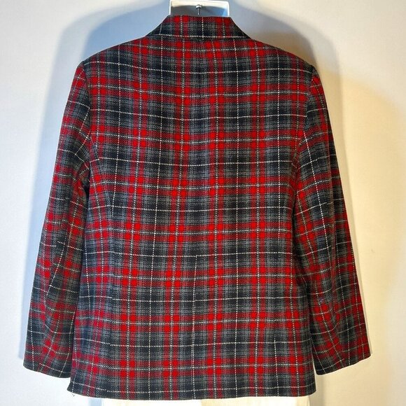 Plaid Blazer with Red and Black Checkered Pattern - Picture 5 of 9